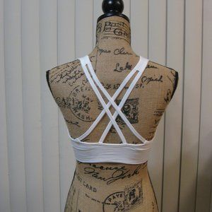NWOT AK white strappy padded sports bra bralette M